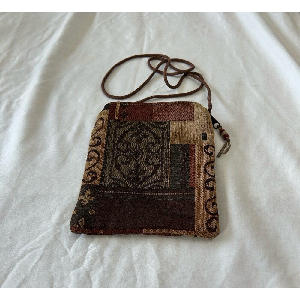 The Elegant Tapestry Crossbody Bag in Brown and Black